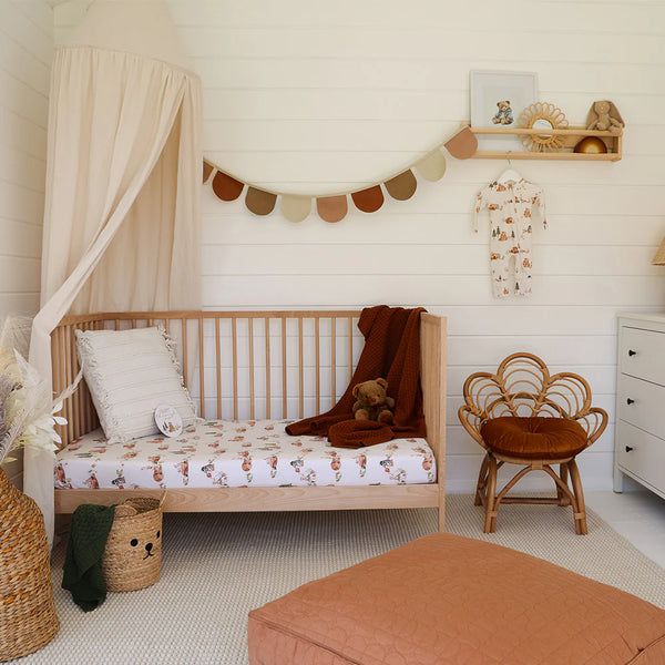 Bears Organic Cotton Snuggle Hunny Nursery Fitted Cot Sheet