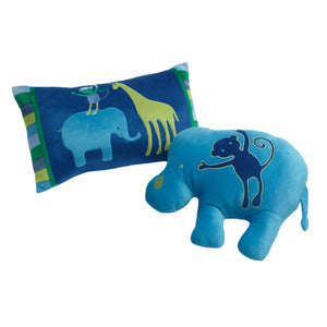 Animal Patch Cotton Blend Blue Multi Quilt Cover Set