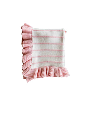 Raised Stripe Cotton Knit Frill Baby Blanket | Sweetpea