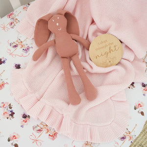 Snuggle Hunny Blush Pink Ruffle Knit Organic Baby Blanket