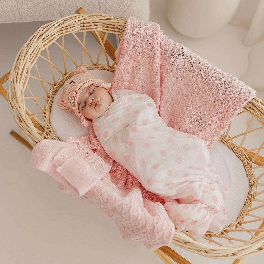 Pink Spots 100 % Cotton Large Baby Swaddle Wrap
