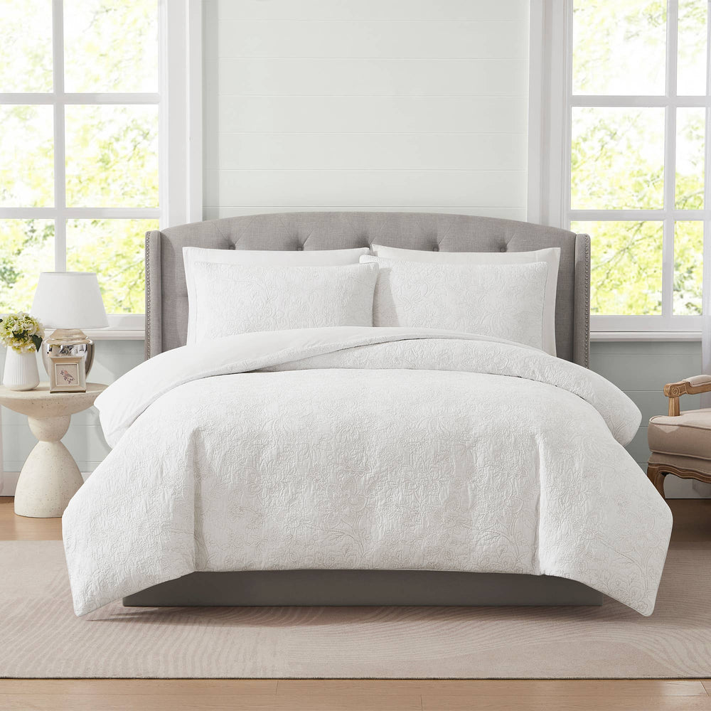 Laura Ashley Trailing Laurissa Off White Embroidered Quilt Cover Set