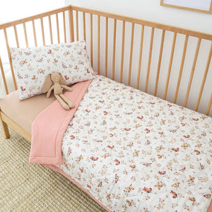 Butterfly Rose Organic Cotton Cot Quilt Reversible Comforter