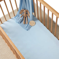 Baby Blue Organic Cotton Fitted Cot Sheet Snuggle Hunny