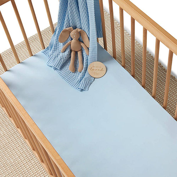 Baby Blue Organic Cotton Fitted Cot Sheet Snuggle Hunny
