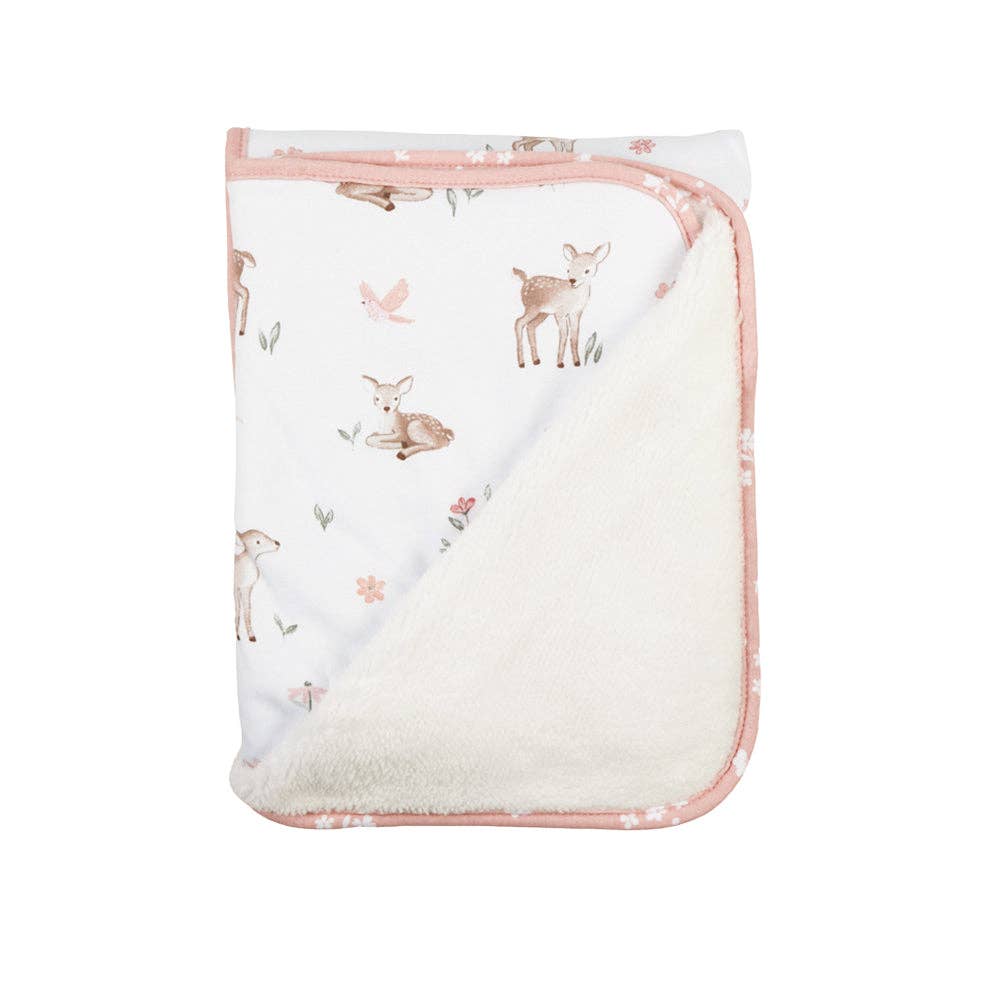 Jersey Sherpa Baby Cot Pram Blanket - Living Textiles Fawn Fables