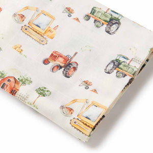 Diggers & Tractors Organic Cotton Snuggle Hunny Muslin Baby Wrap