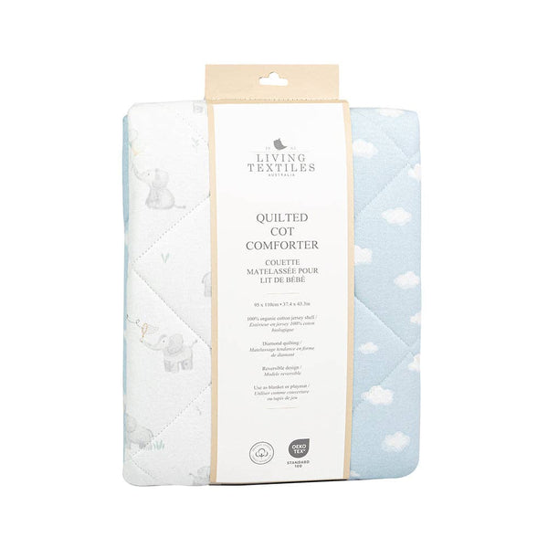 Reversible Quilted Cot Comforter - Elephant Playtime