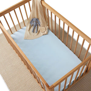 Baby Blue Organic Cotton Fitted Cot Sheet Snuggle Hunny