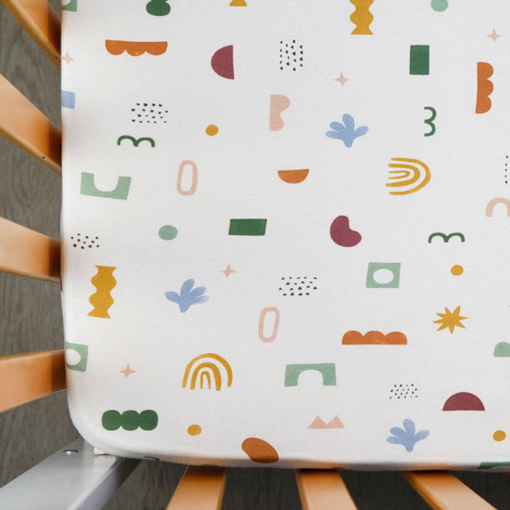 Organic Jersey Cot Fitted Sheet - Living Textiles Geo Mod