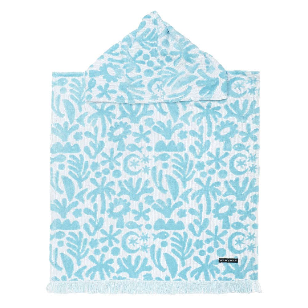 HiLo Kids Poncho Holiday Hooded Beach Towel- Sky