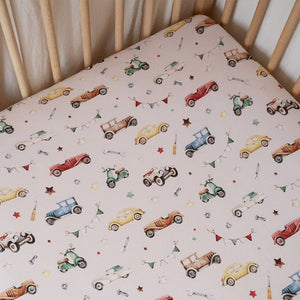 Snuggle Hunny Vintage Cars Organic Cotton Fitted Cot Sheet