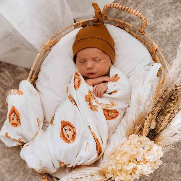 Snuggle Hunny Lion Organic Muslin Newborn Baby Wrap