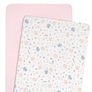 Organic Muslin 2pk Bassinet Fitted Sheet Set -Botanical