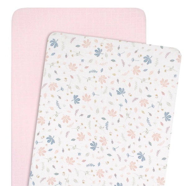 Organic Muslin 2pk Bassinet Fitted Sheet Set -Botanical