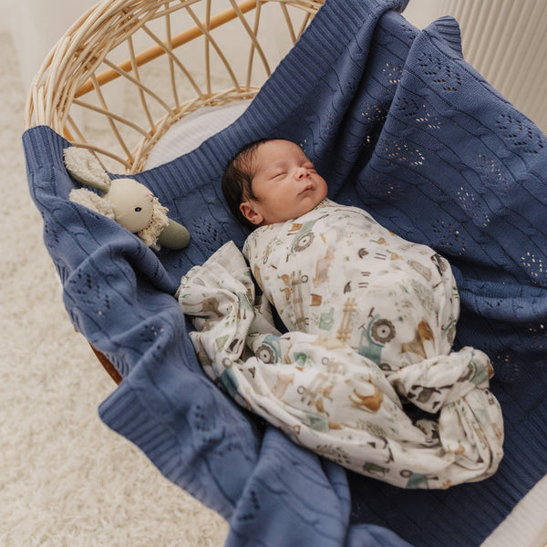 Farm Muslin Wrap / Swaddle Baby Shower Gift Idea