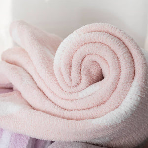 Chenille Baby Blanket - Pink Hearts