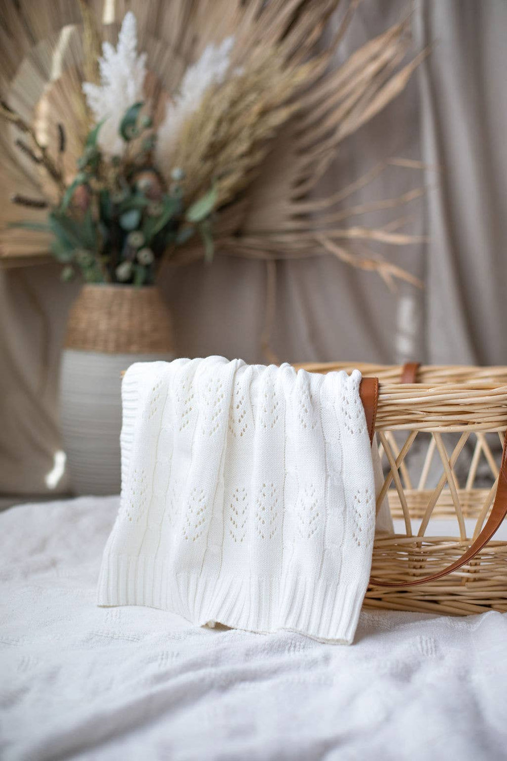 Fern Cotton Knitted Bassinet Baby Nursery Pram Blanket - Cream