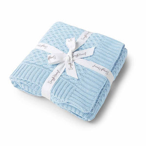 Baby Blue Diamond Knit Organic Cotton Baby Blanket