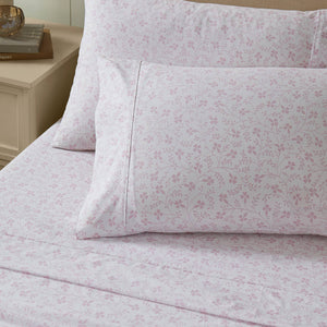 Laura Ashley Campion Pink Small Floral Print Cotton Percale Sheet Set