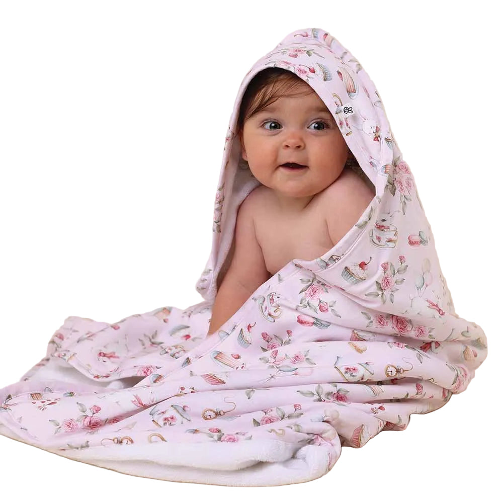 Snuggle Hunny Alice’s Tea Party Organic Hooded Baby Towel