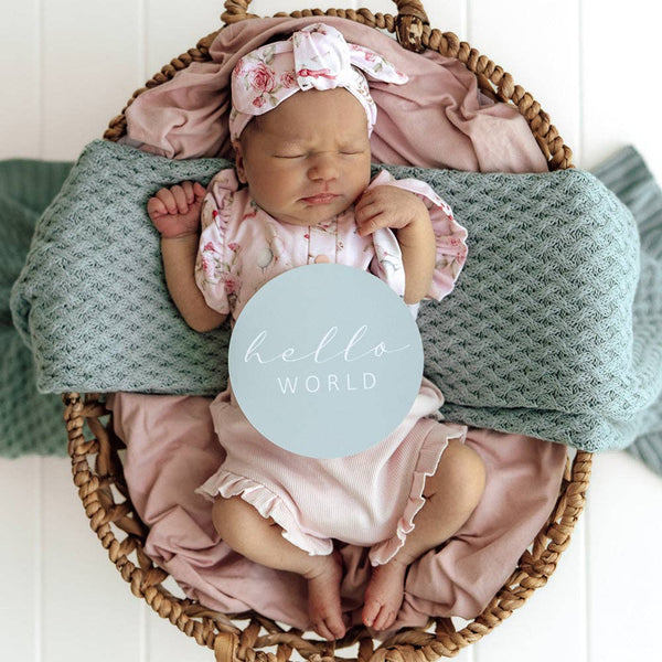 Tea Party & Sage Reversible Snuggle Hunny Baby Milestone Cards