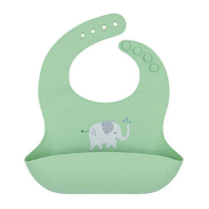Silicone Baby Bib - Elephant/Sage