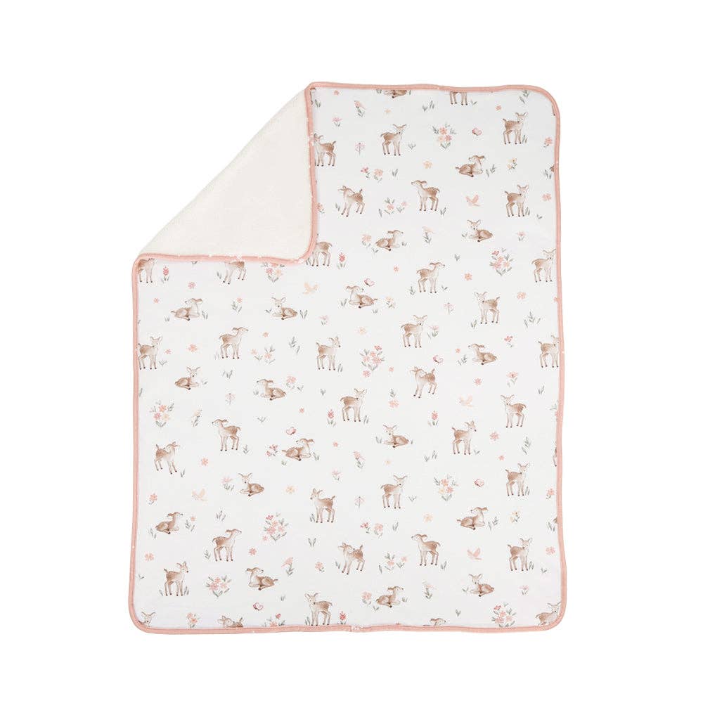 Jersey Sherpa Baby Cot Pram Blanket - Living Textiles Fawn Fables
