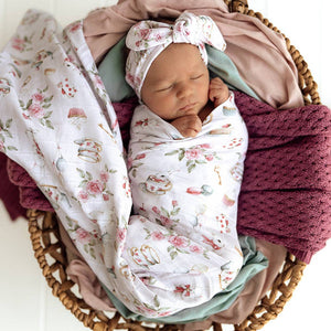 Alice’s Tea Party Organic Cotton Muslin Baby Wrap Snuggle Hunny