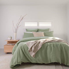 Bambury Sage French Flax Linen Quilt Cover Set