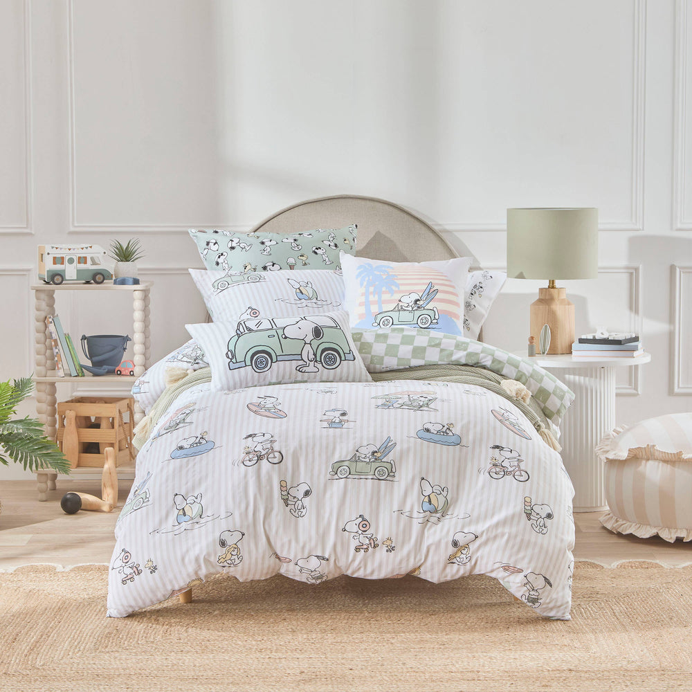 Snoopy Beach Vibe Kids Laura Ashley Quilt Cover Set