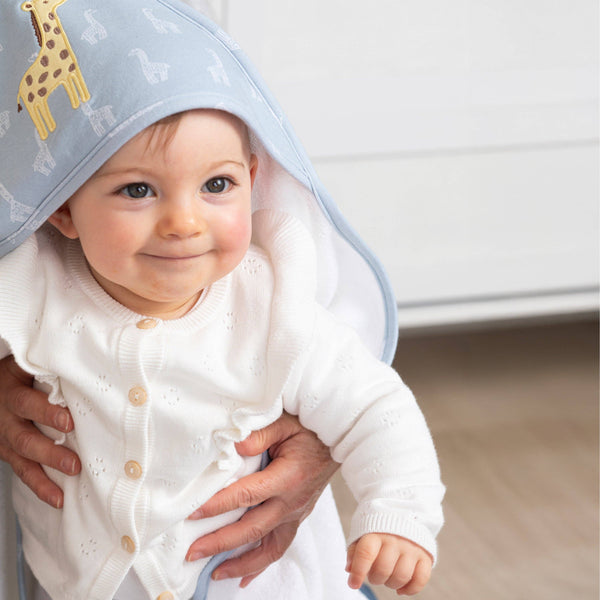 Hooded Baby Towel- Giraffe Applique - Wild Safari