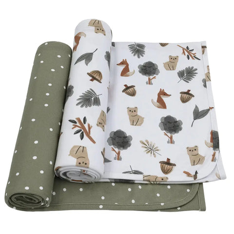 2 Pack Jersey Swaddling Wraps Woodlands Forest Retreat