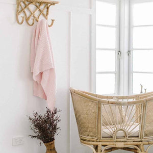 Blush Pink Diamond Knit Organic Cotton Baby Blanket Snuggle Hunny