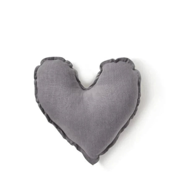Large Linen Dove Grey Heart Shaped Cushion