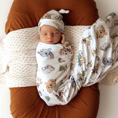 Snuggle Hunny Dragons Newborn Organic Wrap & Beanie Baby Gift Set
