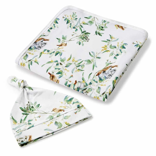 Eucalypt Koala Newborn Organic Wrap & Beanie Baby Gift Set