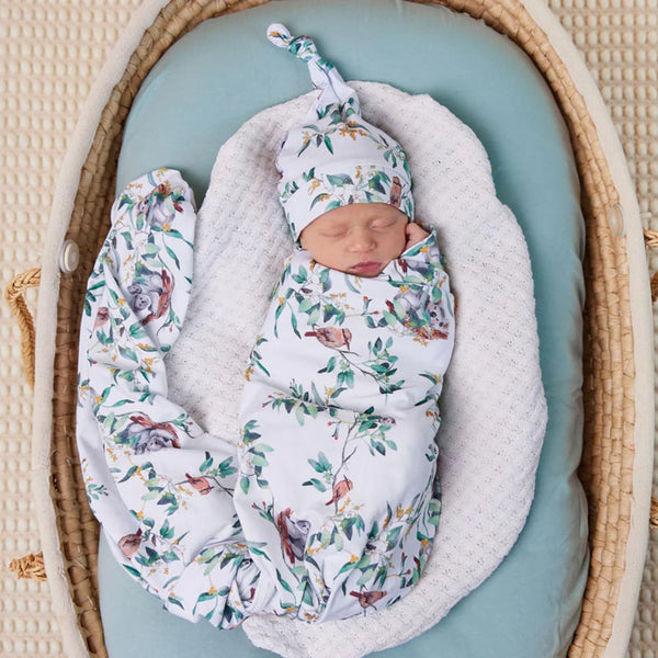Eucalypt Koala Newborn Organic Wrap & Beanie Baby Gift Set
