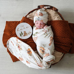 Snuggle Hunny Bears Newborn Organic Wrap & Beanie Baby Gift Set