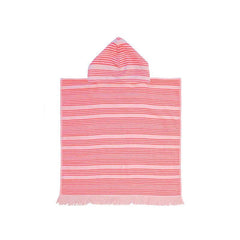 Coral Striped Kids Poncho Beach Towel