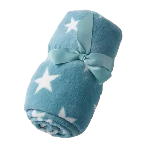 Aqua & White Stars Jiggle & Giggle Fleece Baby Blanket