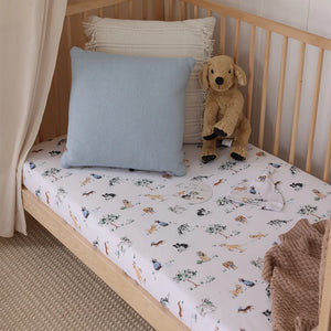 Dog Park Organic Cotton Snuggle Hunny Fitted Cot Sheet