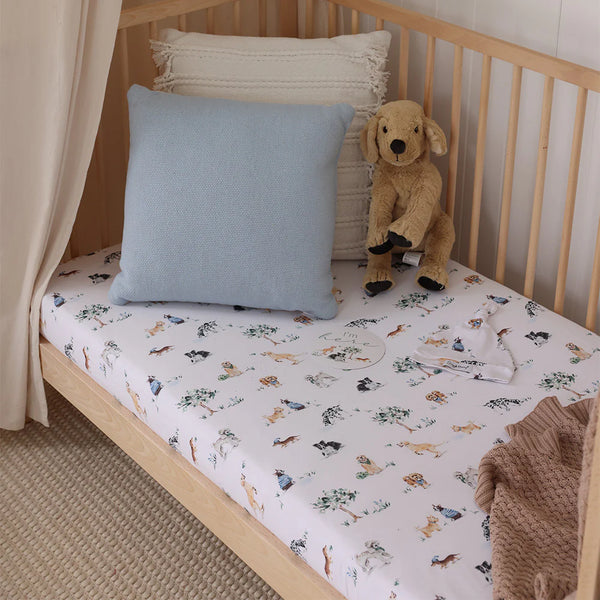 Dog Park Organic Cotton Snuggle Hunny Fitted Cot Sheet