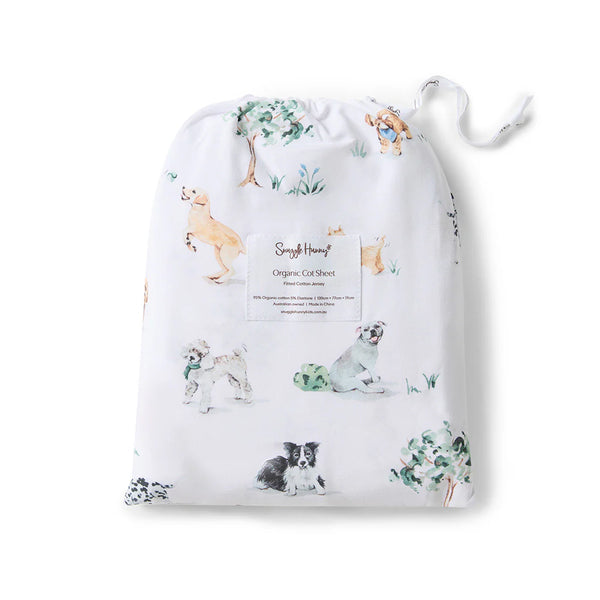 Dog Park Organic Cotton Snuggle Hunny Fitted Cot Sheet
