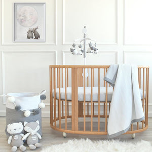 Grey & White Waffle Jersey Cot Blanket