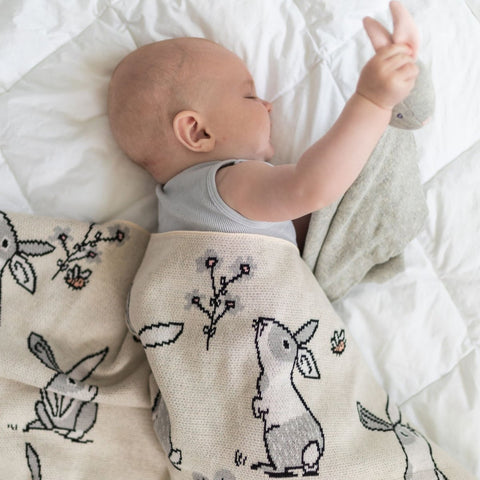 Grey Bunny Premium Cotton Baby Blanket in Gift Box