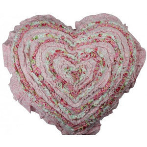 Shabby Chic Millie Frill Heart Cushion