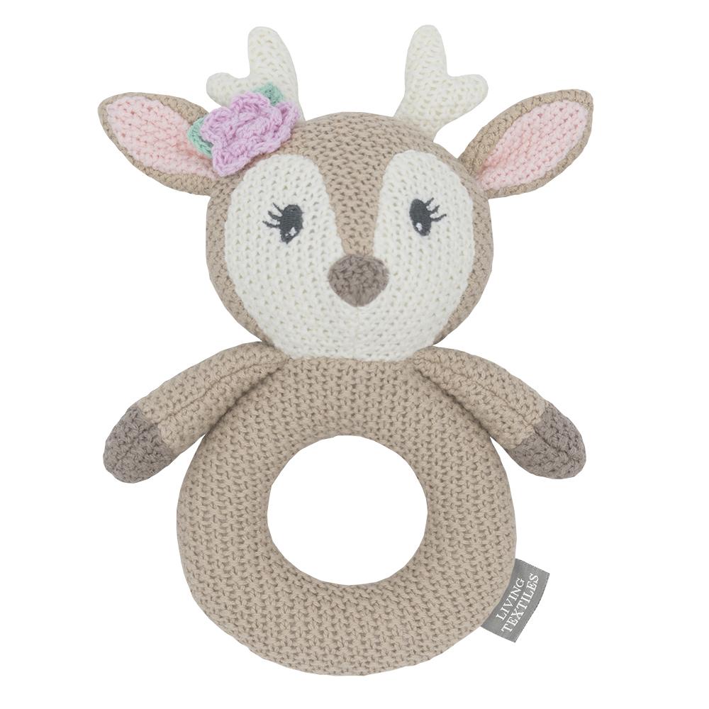 Ava the Fawn Knitted Grab Rattle Newborn Baby Shower Gift Idea