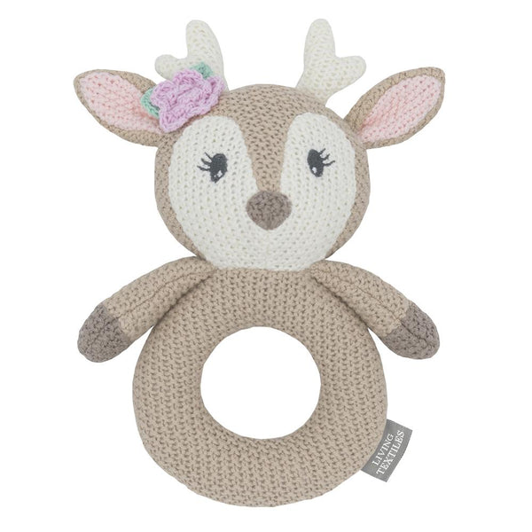 Ava the Fawn Knitted Grab Rattle Newborn Baby Shower Gift Idea