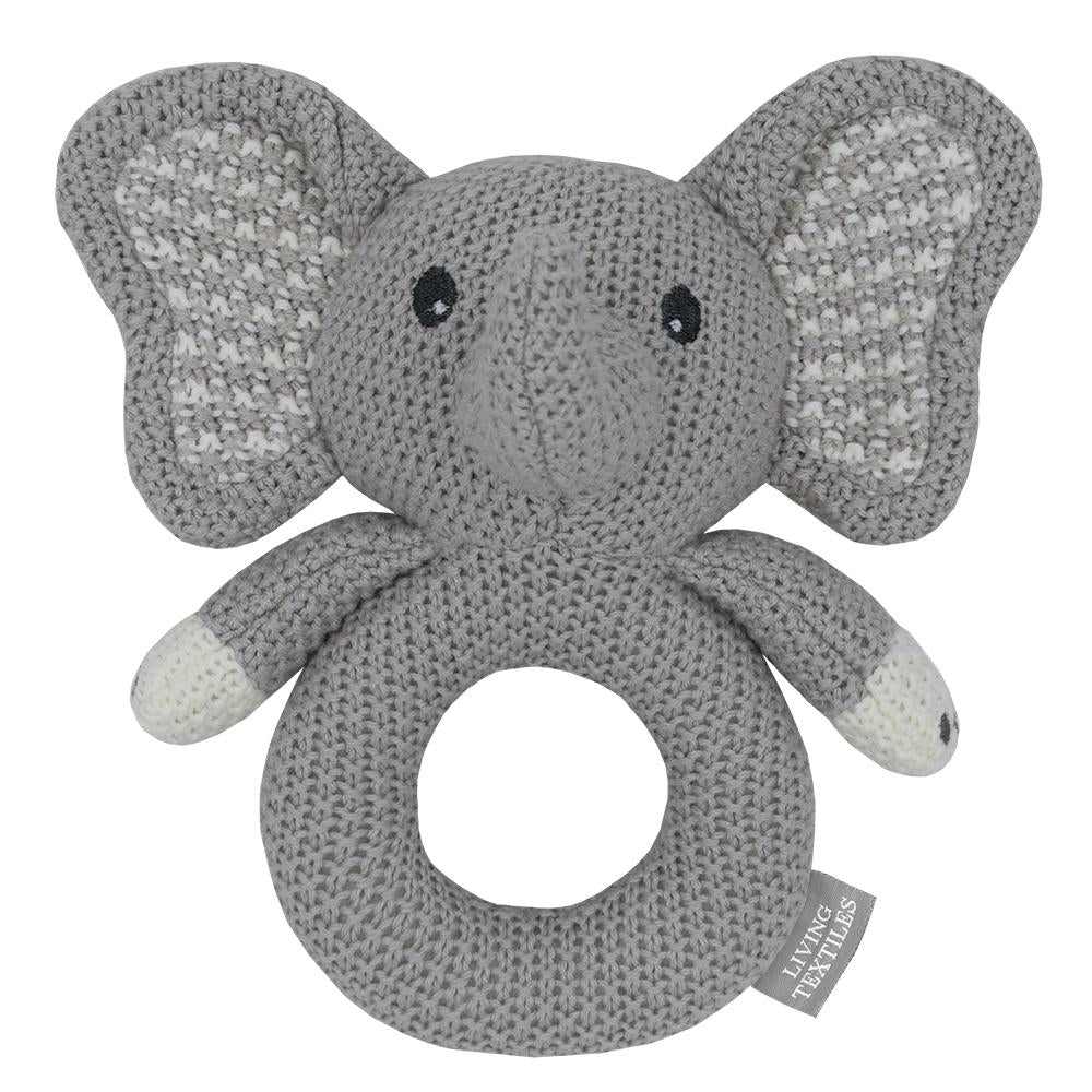 Mason the Elephant Knitted Grab Rattle Newborn Baby Shower Gift Idea